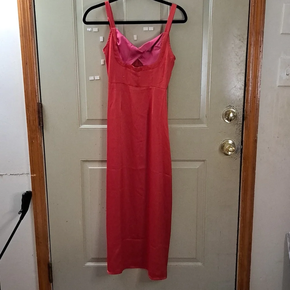 Micas Two-tone Satin Red Dress NWT - Picture 2 of 13